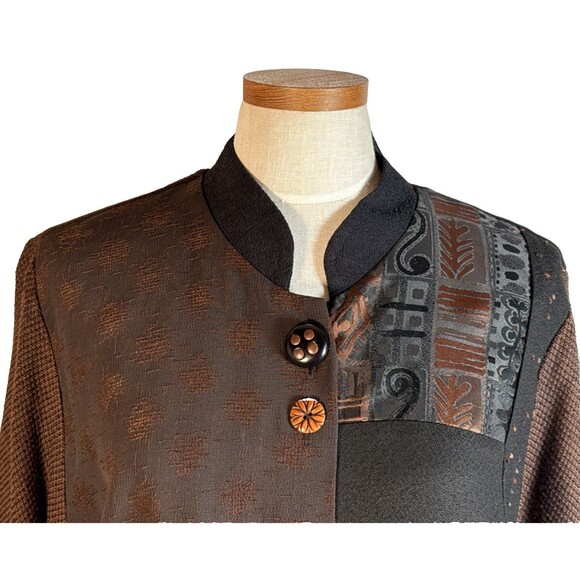 Vintage Donna Jessica Boho Patchwork Button Down Cardigan Medium 2 Lagenlook - Picture 2 of 9